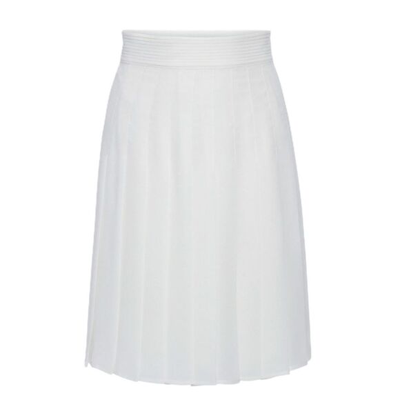 Edward Achour Paris Knee Length Chiffon Pleated Skirt - Ivory sz 46 - Picture 6 of 14